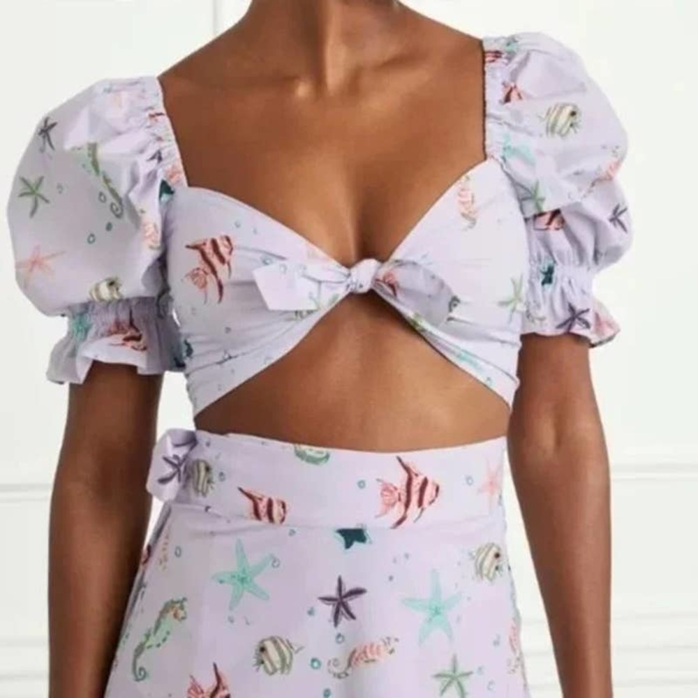NWT! HILL HOUSE Isabella Top In Sea Creatures